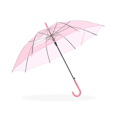 Simple and Stylish Transparent Umbrella for Female Students PVC Panel Fiberglass Frame
