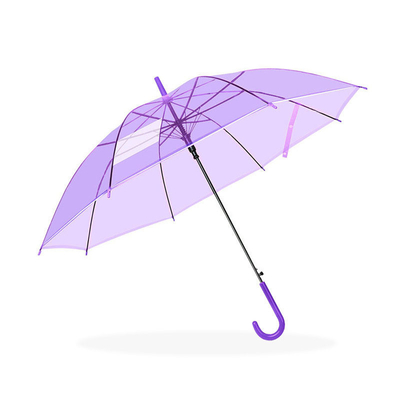 Simple and Stylish Transparent Umbrella for Female Students PVC Panel Fiberglass Frame