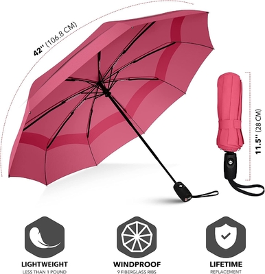 23 Inches*10k Rose Powder Color False Double Canopy Travel Umbrella for Easy Handling