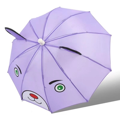 Auto Open Manual Close Kids Umbrella with Straight Hook Handle and Lightweight Fabric