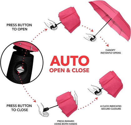 23 Inches*10k Rose Powder Color False Double Canopy Travel Umbrella for Easy Handling