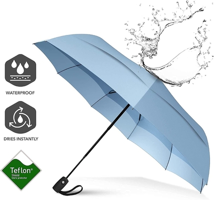 UV Black Coated 190T Pongee Double Canopy Travel Umbrella for Rain and Wind Protection