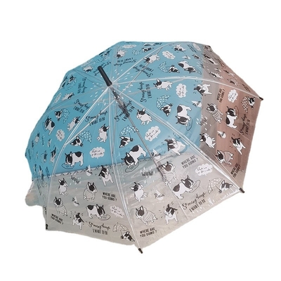 Rubber Coating Handle Pet Dog Transparent Umbrella for Children Student 21 Inch Fiber