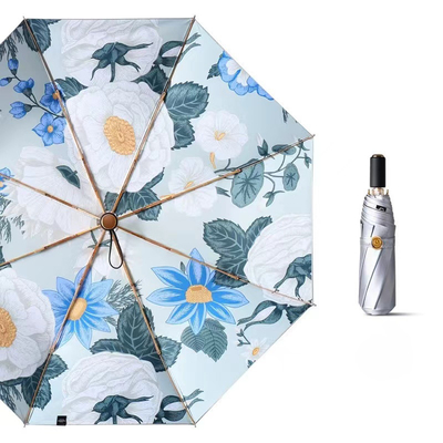 Product Advertising Umbrella Item Color Glue Umbrella 3 Folding Silver Titanium UV Protection