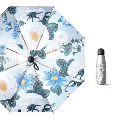 Titanium Silver Victoria-Secret Printing Flower Umbrella for Adults and Corporate Gifts