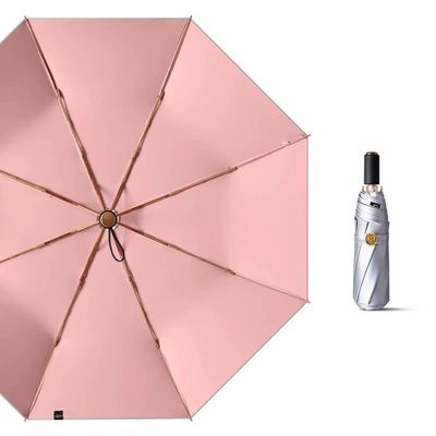 3 Folding Silver Titanium Umbrella for Corporate Gifts UV Protection Portable Durable