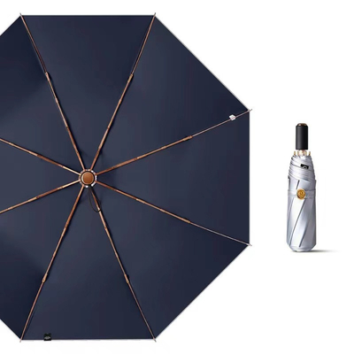 3 Folding Silver Titanium Umbrella for Corporate Gifts UV Protection Portable Durable