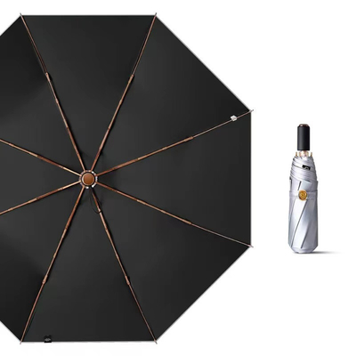3 Folding Silver Titanium Umbrella for Corporate Gifts UV Protection Portable Durable