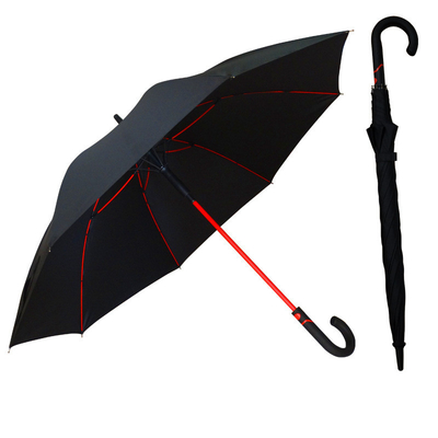 Customized Luxury Red Fiberglass Golf Umbrella with Straight Design and Pongee Material