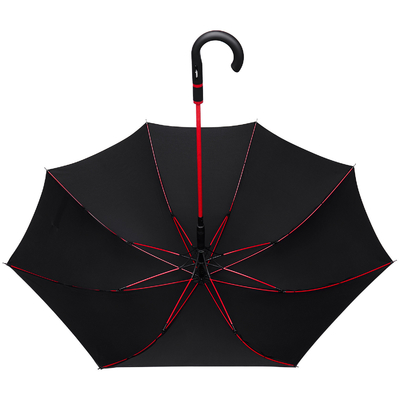 Customized Luxury Red Fiberglass Golf Umbrella with Straight Design and Pongee Material
