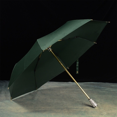 Manual Control Diamond Insert Handle 3 Fold Umbrella Unique Rain Umbrellas for Women
