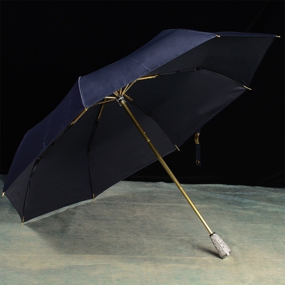 Manual Control Diamond Insert Handle 3 Fold Umbrella Unique Rain Umbrellas for Women