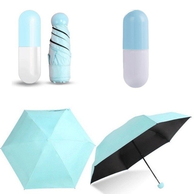 Polyester Mini 5 Fold Anti UV Pill Black Coated Umbrella Rain Pocket Foldable Umbrellas