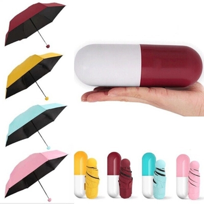 Polyester Mini 5 Fold Anti UV Pill Black Coated Umbrella Rain Pocket Foldable Umbrellas