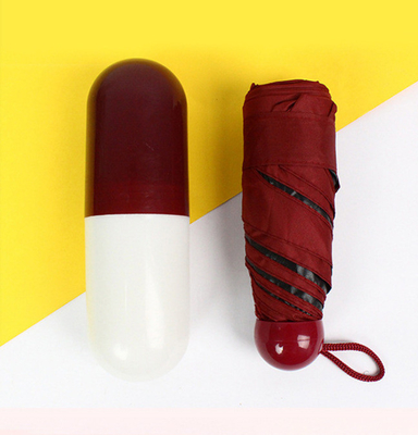 Polyester Mini 5 Fold Anti UV Pill Black Coated Umbrella Rain Pocket Foldable Umbrellas