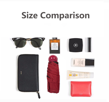 Polyester Mini 5 Fold Anti UV Pill Black Coated Umbrella Rain Pocket Foldable Umbrellas