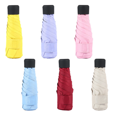Business Gifts Popular Telescopic Black Umbrella with Steel Shaft 5 Fold Mini UV Pocket
