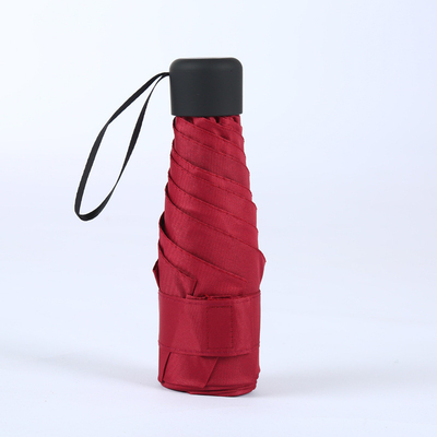 Business Gifts Popular Telescopic Black Umbrella with Steel Shaft 5 Fold Mini UV Pocket