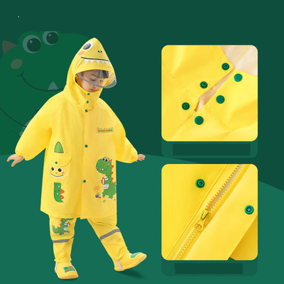 Cartoon Children's Raincoat Oxford Material Customized Color Cute Baby Dinosaur Design