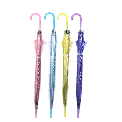 Plastic Creative Small Fresh Long Handle Transparent Umbrella with Auto Open Function