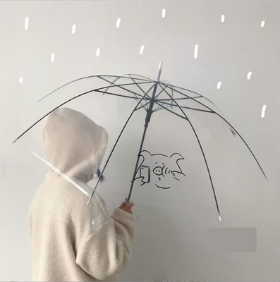 Plastic Shaft Transparent Advertising Umbrella with All in 1 Function and Printing
