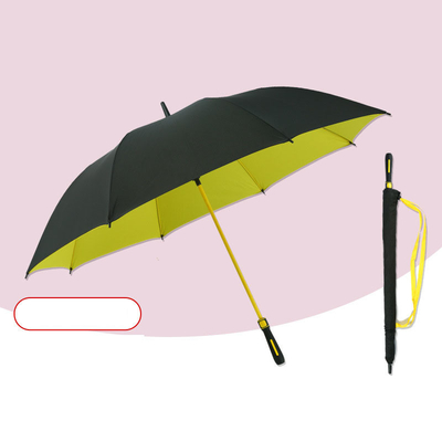 30 Inch Fiber Straight Double Golf Umbrella with Semi-automatic Control and Color Handle