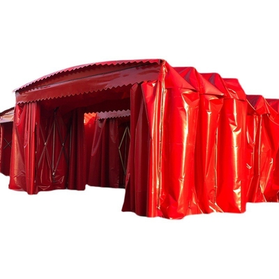 Outdoor Activities Electric Push-Pull Shed with Telescopic Design and Folding Awning