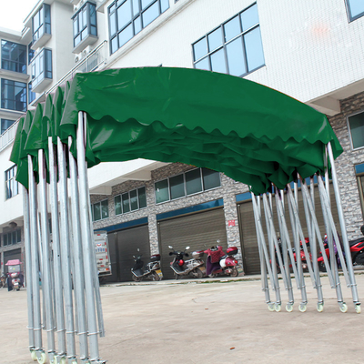 Outdoor Activities Electric Push-Pull Shed with Telescopic Design and Folding Awning