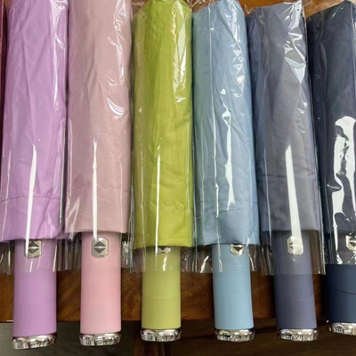 23 Inches*10k Three-folding Umbrella with LED Flashlight Rain and Sun Essential Gear