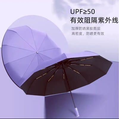 Automatic Three-Fold Business Umbrella with Double Keel Design and Sunblock Function