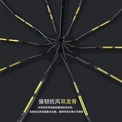 Automatic Three-Fold Business Umbrella with Double Keel Design and Sunblock Function