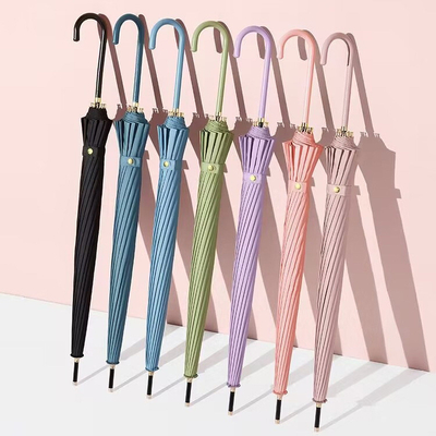 Minimalism Style Leather Handle 16 Bone Double Weather Umbrella for Advertising Gift