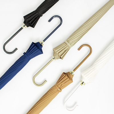 Minimalism Style Leather Handle 16 Bone Double Weather Umbrella for Advertising Gift