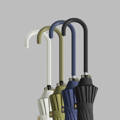 Minimalism Style Leather Handle 16 Bone Double Weather Umbrella for Advertising Gift
