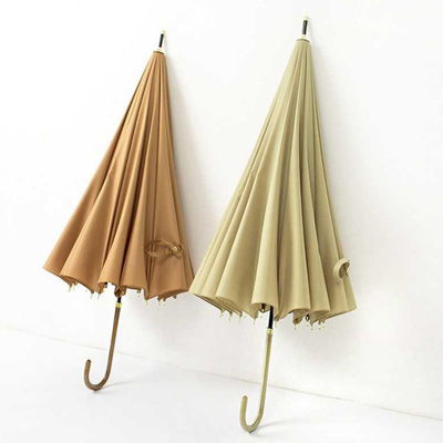 Minimalism Style Leather Handle 16 Bone Double Weather Umbrella for Advertising Gift