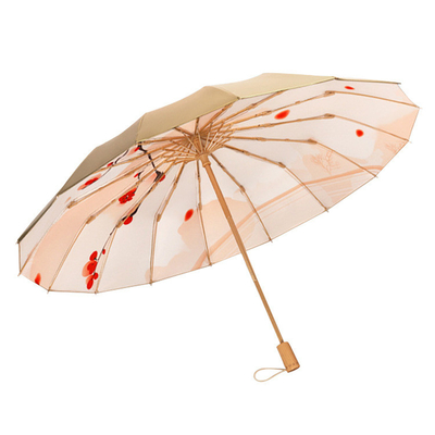 190T Pongee Three Fold Manual Sun Umbrella for UV Protection and Printing Advertising Logo