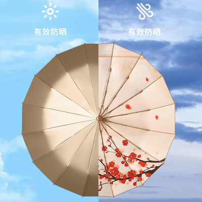 190T Pongee Three Fold Manual Sun Umbrella for UV Protection and Printing Advertising Logo