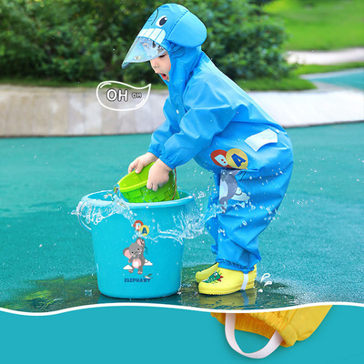 Kindergarten Baby Rain Gear featuring Cartoon Dinosaur Print for Outdoor Activities