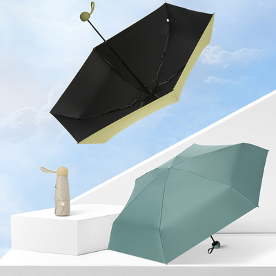 Portable Mini Capsule Pocket Five Folding Umbrella Vinyl Sunshade UV Protection AD Printed
