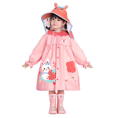 Polyester Taffeta Children's Raincoat Cartoon Print for Girls' Outdoor Adventures