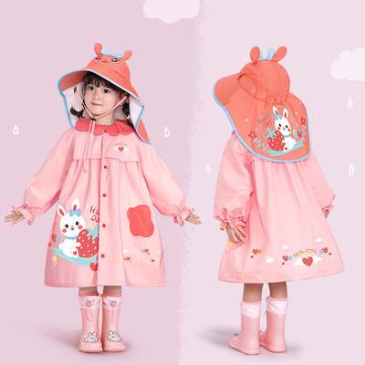 Polyester Taffeta Children's Raincoat Cartoon Print for Girls' Outdoor Adventures