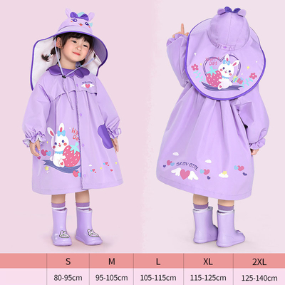 Polyester Taffeta Children's Raincoat Cartoon Print for Girls' Outdoor Adventures