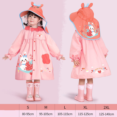 Children's Raincoat with Cute Cape-style Schoolbag Design at Treasure Kindergarten