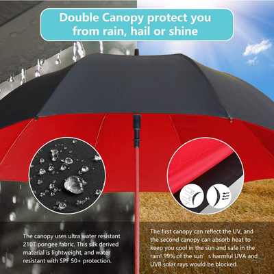 Fiberglass Frame 60-inch All-Fiber Windproof Double-Layer Golf Umbrella for Adults