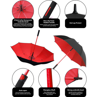 Fiberglass Frame 60-inch All-Fiber Windproof Double-Layer Golf Umbrella for Adults