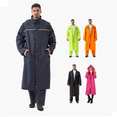 Men and Women Labor Protection Oxford Cloth Long Reflective Raincoat with Custom Logo