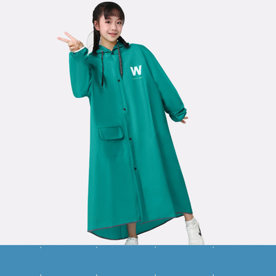 School Trip Rainwear Large Brim Zipper Poncho with Reflective Strip and Waterproof Design