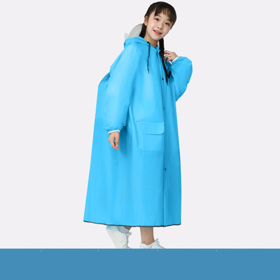 School Trip Rainwear Large Brim Zipper Poncho with Reflective Strip and Waterproof Design