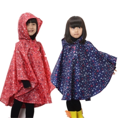 Kindergarten Backpack for Boys and Girls Print Stars Thin Cape Raincoat Polyester