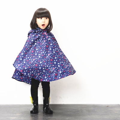 Kindergarten Backpack for Boys and Girls Print Stars Thin Cape Raincoat Polyester